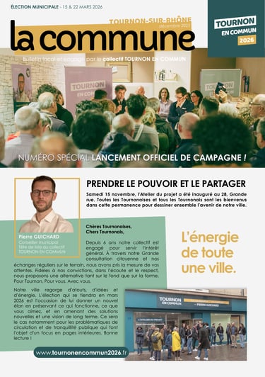 Couverture de LA COMMUNE n°5, bulletin de Tournon en Commun