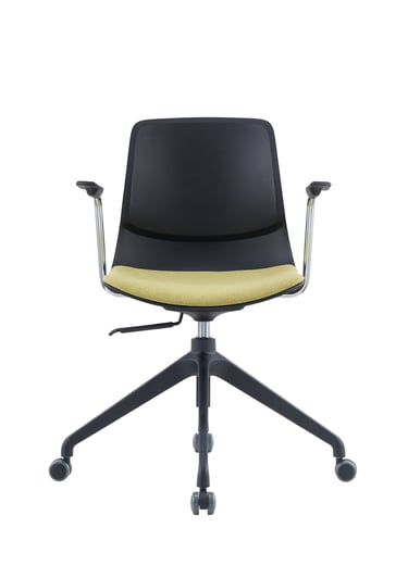 SenSit-Otto swivel chair with black base and yellow cushion