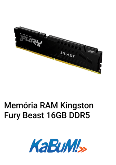 Memória RAM Kingston Fury Beast 16GB DDR5 Kabum