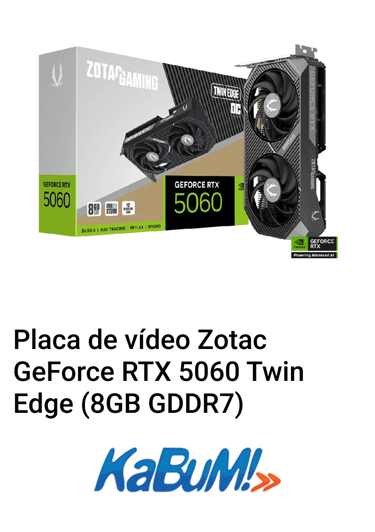 Placa de vídeo Zotac RTX 5060 KaBuM