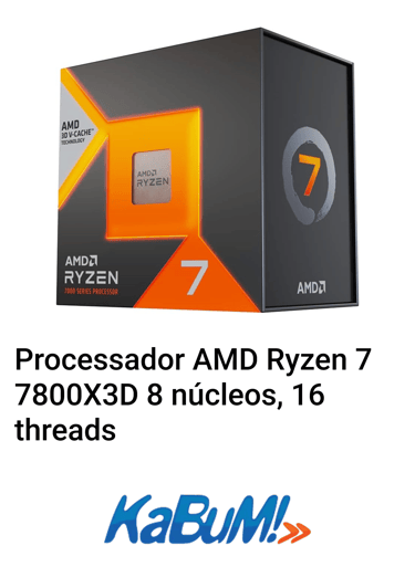 Processador AMD Ryzen 7 7800X3D KaBuM