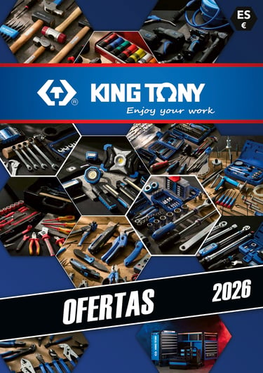 Folleto de ofertas King Tony 2026 con herramientas de mano y equipos profesionales para industria.