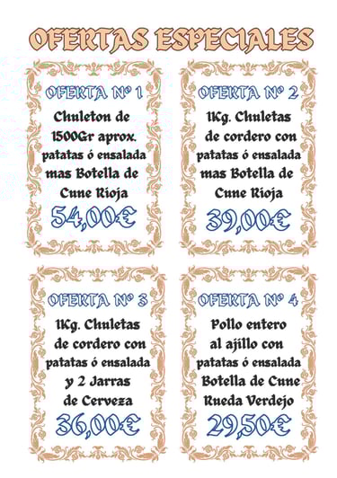 a menu of a restaurant with a menu for a special event