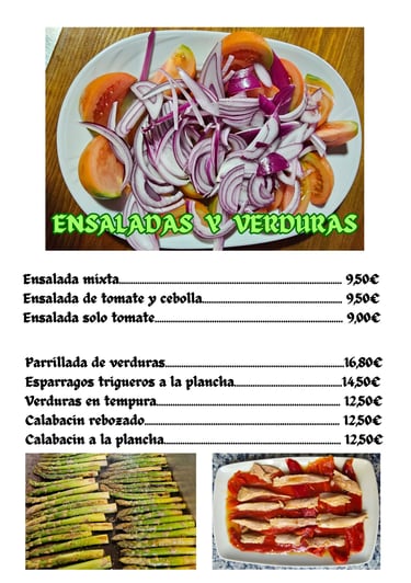 a menu card with a picture of a plate of food