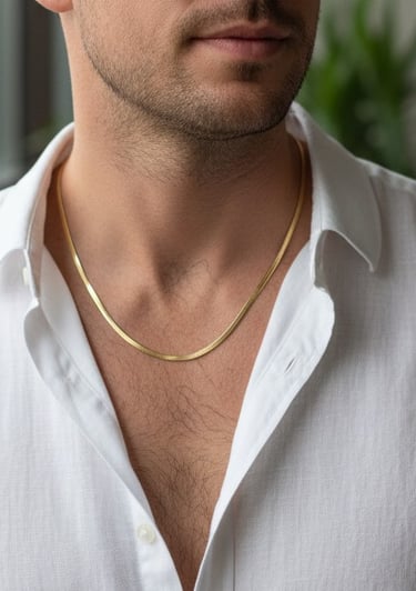 a man with a necklace and a necklace with a gold chain