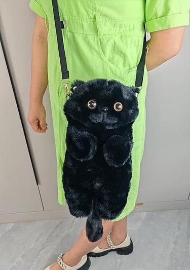 HUIJUFU Women's Cat Shaped Purse – Black crossbody shoulder bag in the shape of a cat