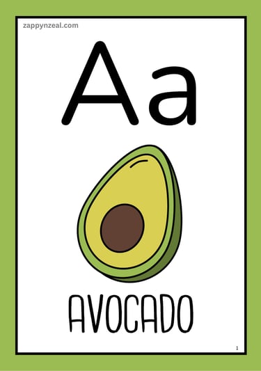 fruits themed abc flashcards