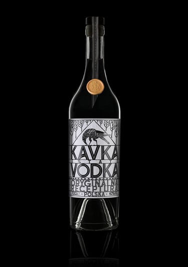 Bottle of Kavka Vodka on a black background
