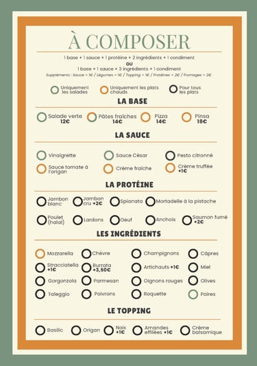 Toute la carte à composer