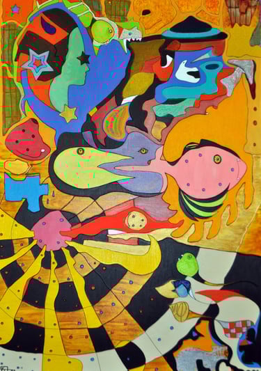 Star Flower, a full bodied painting on beginnings of creation by Kristina Lee