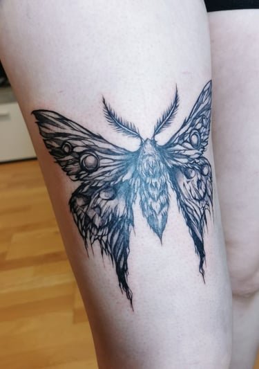tattoo, inked, tattooart, art, tattooartist, details, moth, butterfly, blackwork, fineline