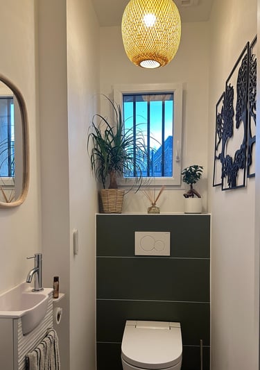 a bathroom with a toilet and a window