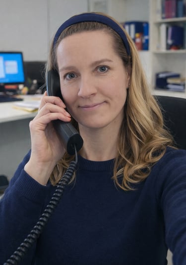 Freundlich Frau hat eine Telefongespräch mit einer Kundin.