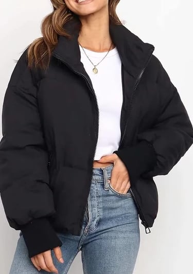 Gihuo Women’s Winter Cropped Puffer Jacket Coat Short Warm Quilted Jacket