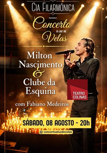 Concerto à luz de velas com Fabiano Medeiros cantando Milton Nascimento e Clube da Esquina.