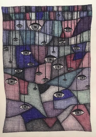 dessin abstrait bic 4 couleurs