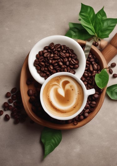 An assortment of colorful, artisanal coffee mugs on a wooden table.