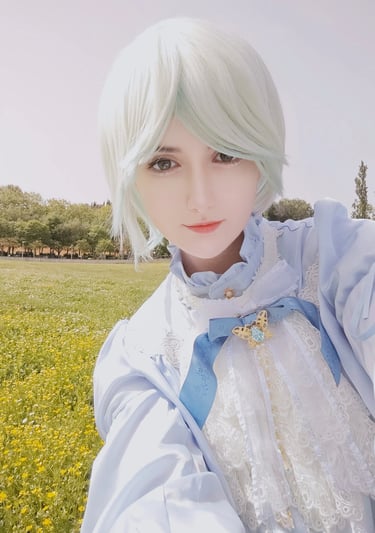 Artist in a flower field