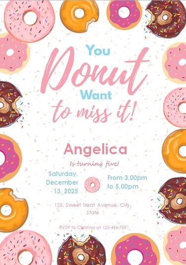 Donuts Birthday Party Invitation Template