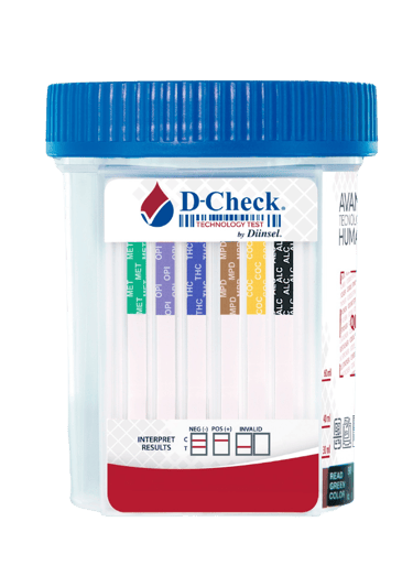 D-Check multi-panel en orina prueba antidoping en frasco detección THC, COC, OPI