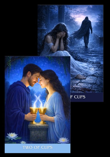 the two of cups tarot card archetype subconscious tarot light and shadow deck 