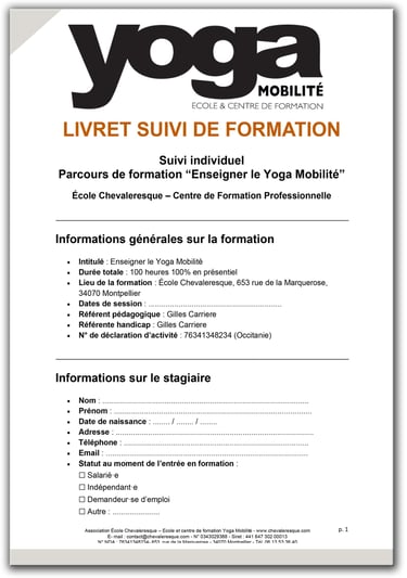 Livret suivi de formation yoga mobilité