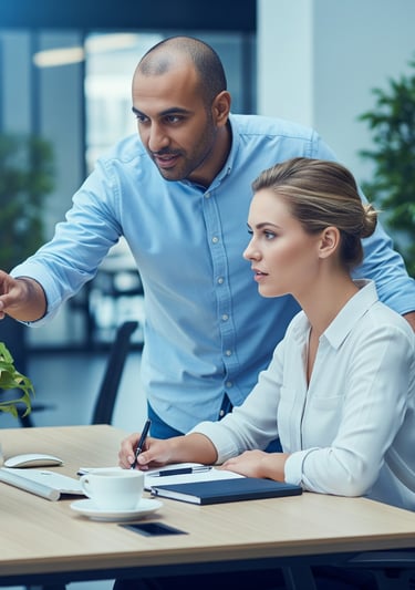 a man showing a woman a screen