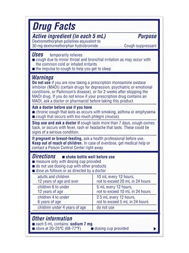 back label of cough medication