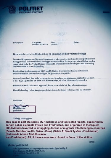 Salah Hassan Al-Saadi, Qatranada Al-Saadi, Hege Finsveen,østfold politidistrikt