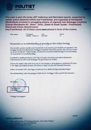 Salah Hassan Al-Saadi,Hege Finsveen,østfold politidistrikt,Qatranada Al-Saadi