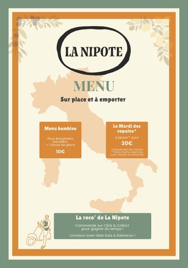 Première page du Menu