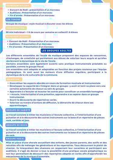 Pratiques collectives, ensembles musicaux et groupes proposés par l’AMC