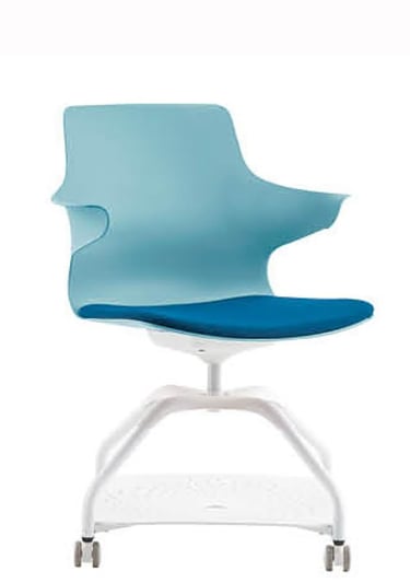 Sensit Dora25 multifunction chair with turquoise backrest, blue seat, and white mobile base – ideal 