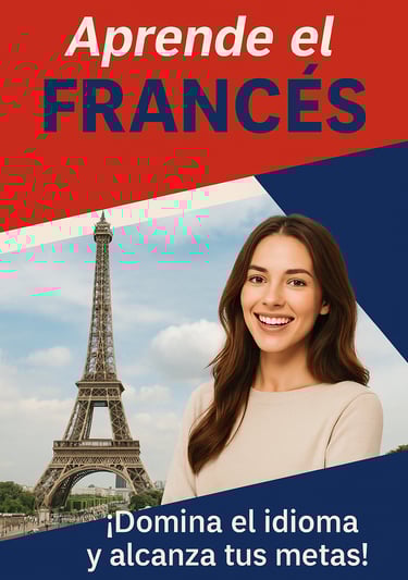 Imagen de una niña española aprendiendo francés con la Torre Eiffel al fondo