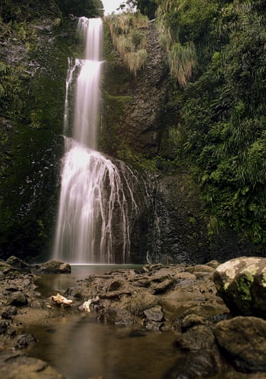 A long exposure capturing the cascading Kitekite Falls; Piha, New Zealand - Fine art photograph