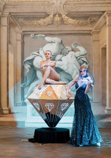 intrattenimento con diamante acrobatico e violino