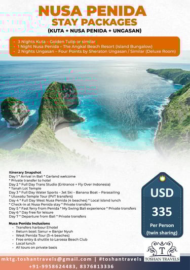 Nusa Penida luxury package by Toshan Travels