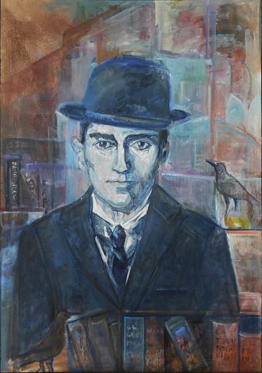 Kafka, óleo sobre lienzo del pintor Argi Girón. Portrait, artist, painter, art