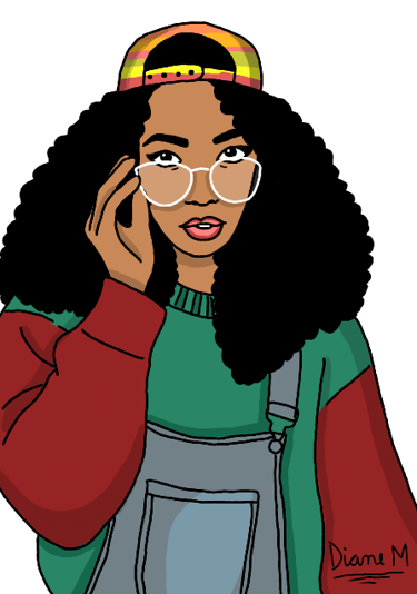 a woman with glasses and a hat on her head. Diane Mulolo Faida.