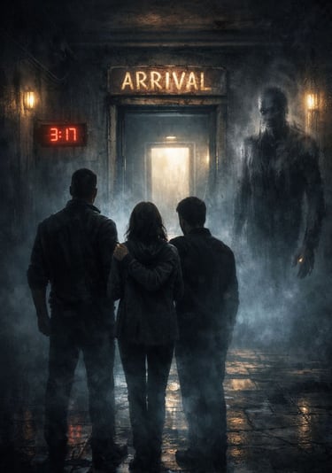 a group of people standing in front of a building