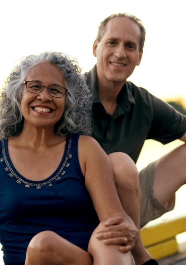 Smiling mixed race couple