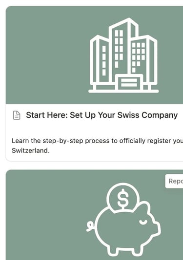 a screenshote showing a business card with a piggy bank account