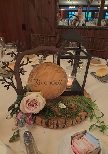 laser cut and engraved table centerpiece with candle lantern