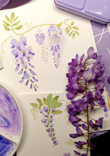 ambiance atelier aquarelle Lyon fleurs printemps