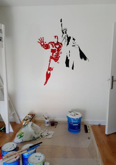 peinture sur mur super héros
