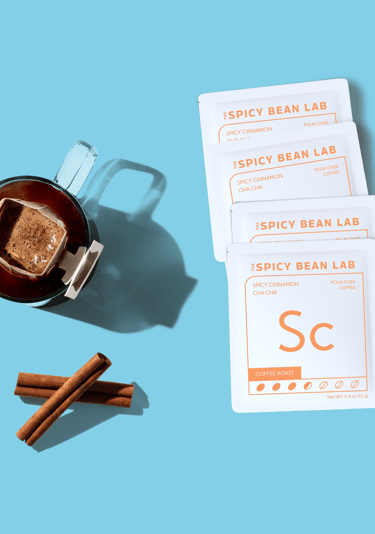 The Spicy Beans Lab's Spicy Cinnamon Cha Cha single serve pour over coffee