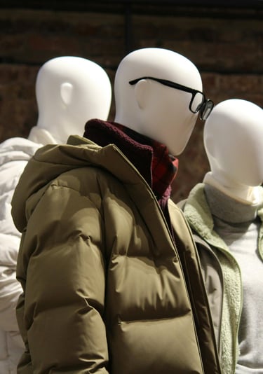 Puffy winter coats on mannequins