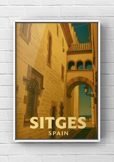 Vintage Poster of Palau de Maricel in Sitges, Spain