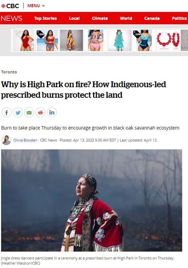 How Indigenous-led prescribed burns protect the land. Why is High Park on fire? Heather Waldron, Cbc.  