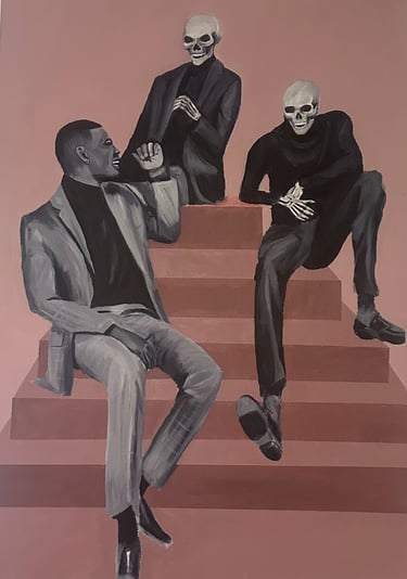 Conversations Beyond Life Size: 24" x 36" Medium: Acrylic on Canvas Description: A conversation betw